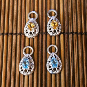 Sterling Silver Citrine & Topaz Pendant-Petite Signed Thailand CNA